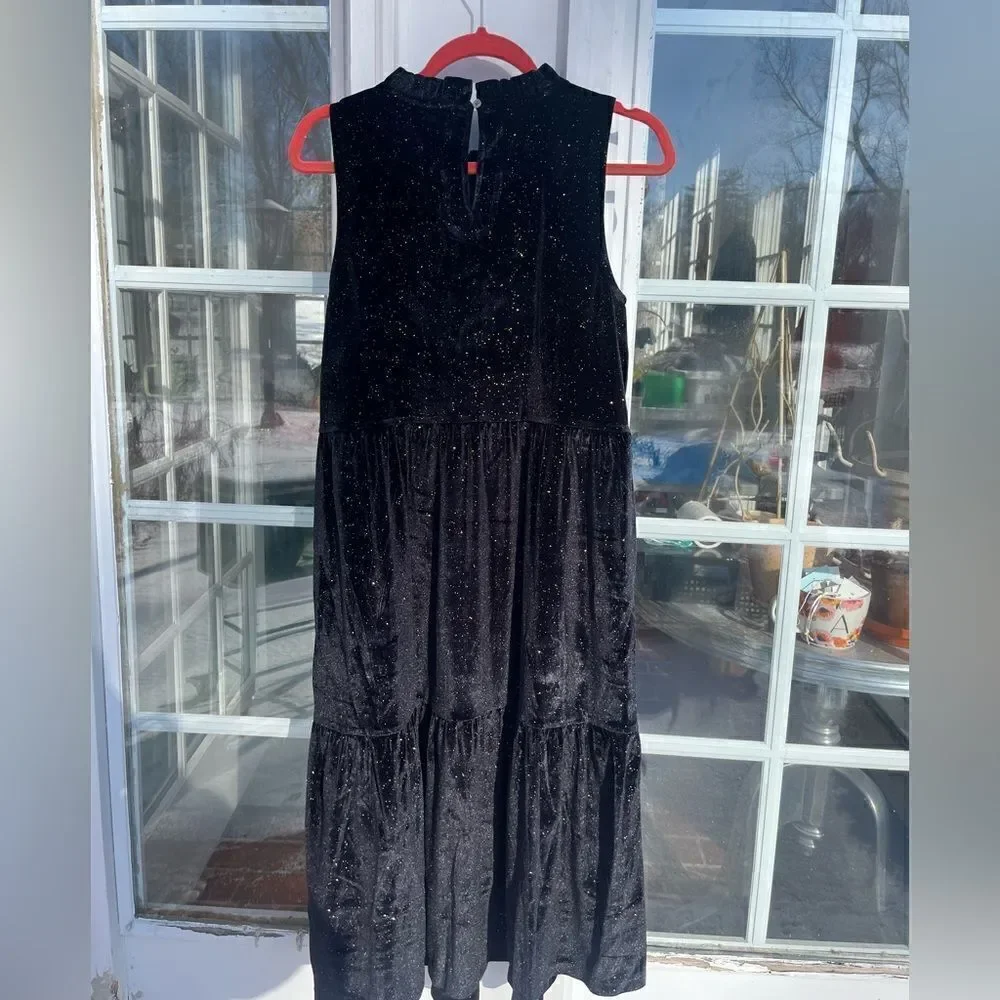 J Crew Velvet Shimmer Tiered Midi Dress NWT